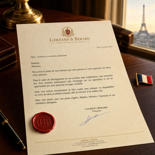 Lettre d'invitation professionnelle France